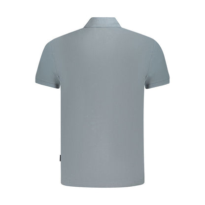 Back view of Napapijri Brown Cotton Men Polo Shirt in grey, featuring short sleeves and a relaxed fit for casual and stylish occasions.