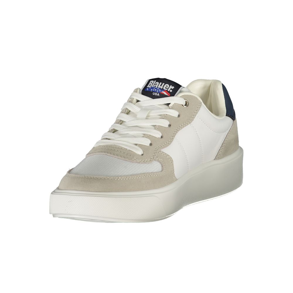Blauer White Leather Men Sneaker