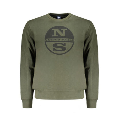 North Sails Green Cotton Men Sweater with logo design, modern long sleeve sweatshirt with soft brushed finish.