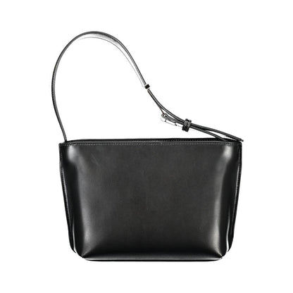 Calvin Klein Black Polyester Women Handbag, eco-friendly sleek shoulder bag with single handle and zip closure.
