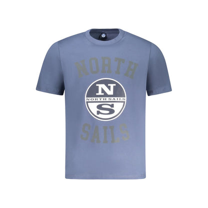 North Sails Blue Cotton Men T-Shirt with logo on front, casual and trendy design.