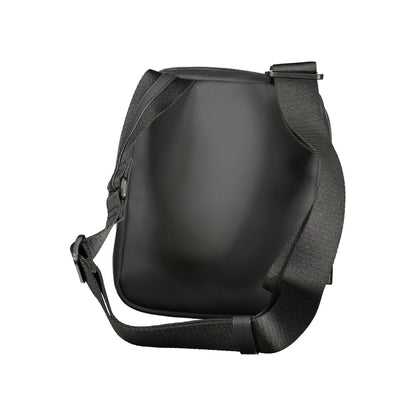 Calvin Klein Black Polyester Men Shoulder Bag, featuring adjustable strap and zip closure for modern style and functionality.