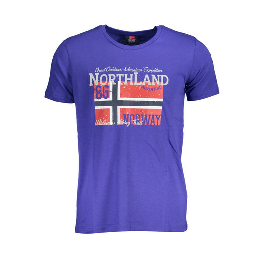 Norway 1963 Blue Cotton Men T-Shirt with crew neck and iconic logo, perfect for leisure and streetwear enthusiasts.