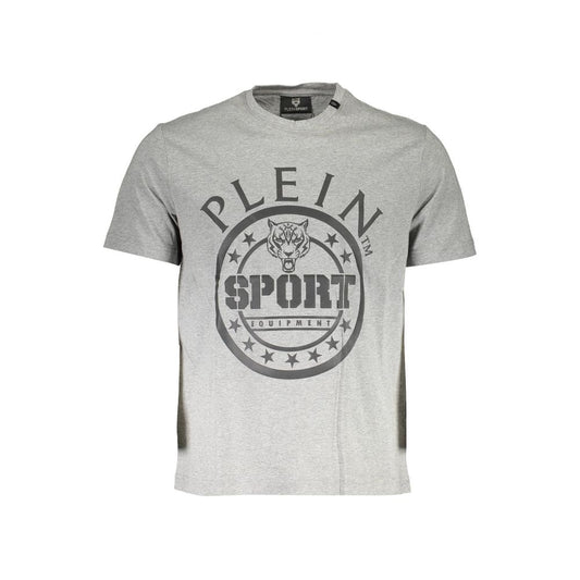 Plein Sport Brown Cotton Men T-Shirt with logo and contrasting details, showcasing luxury and athletic style.