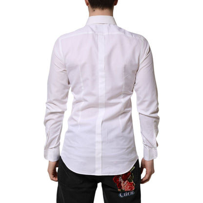 Dolce & Gabbana White Cotton GOLD Long Sleeves Dress Shirt