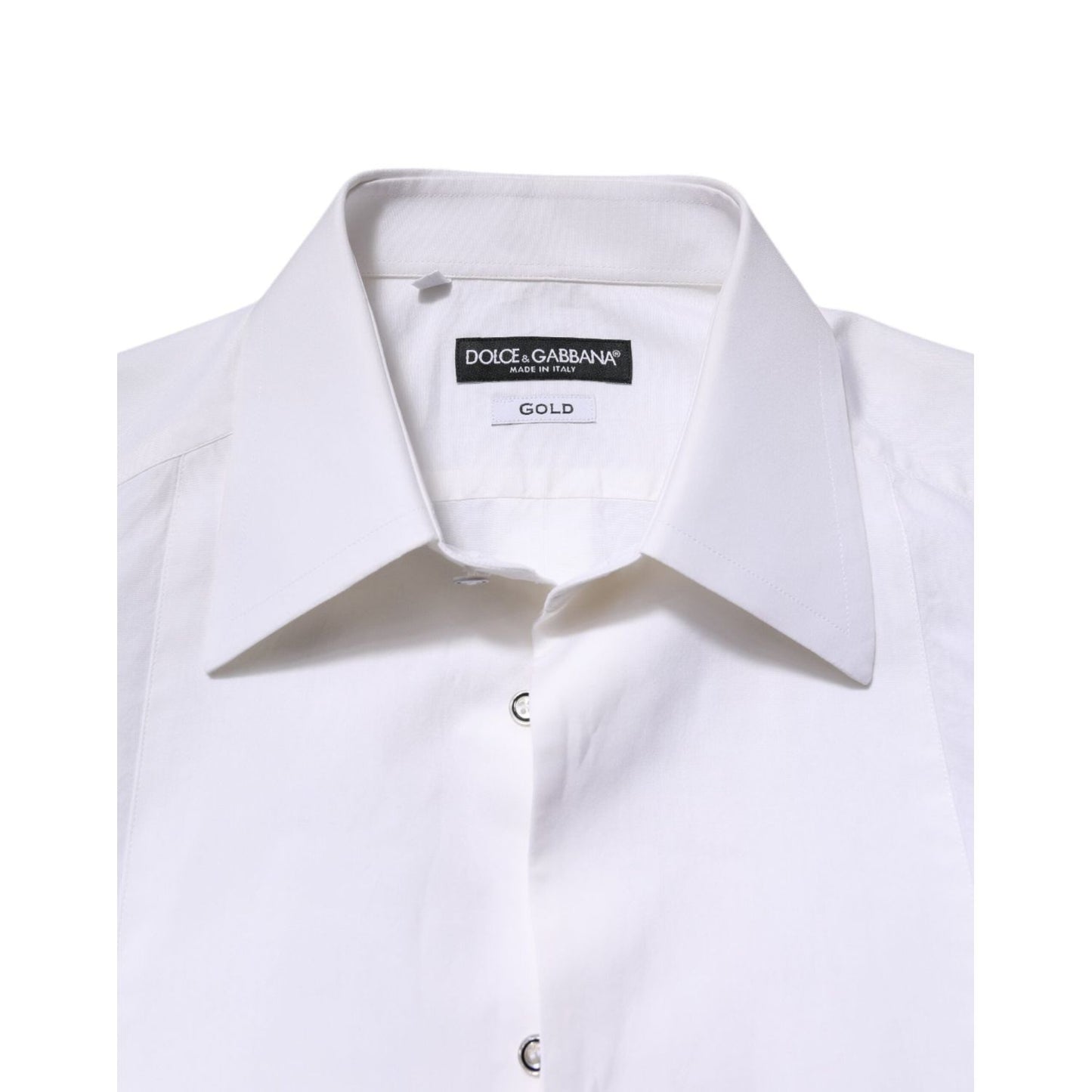 Dolce & Gabbana White Cotton GOLD Long Sleeves Dress Shirt