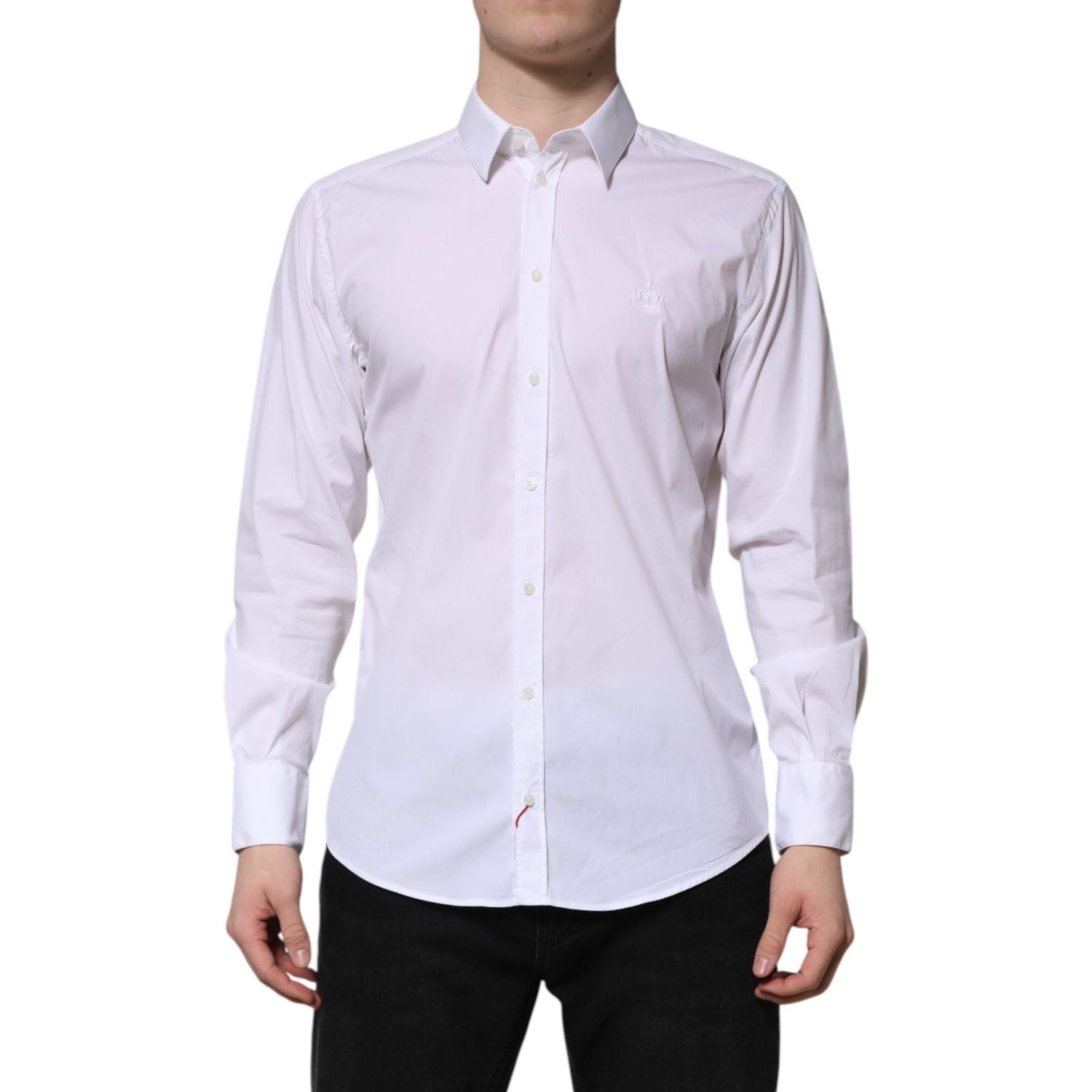 Dolce & Gabbana White Cotton MARTINI Long Sleeve Dress Shirt