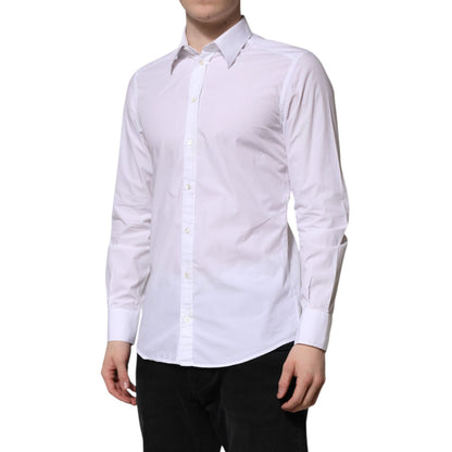 Dolce & Gabbana White Cotton GOLD Long Sleeves Dress Shirt