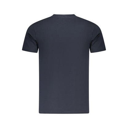 Cavalli Class Blue Cotton Men T-Shirt back view featuring short sleeves.