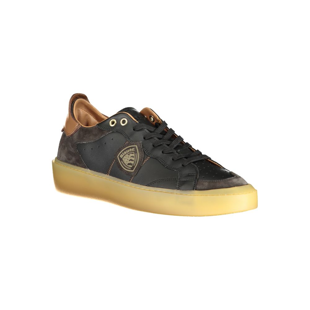 Blauer Nero Leather Men Sneaker1728,67403481248,Black,Blauer,EU41/US8,EU42/US9,EU43/US10,EU44/US11,EU45/US12,EU46,Low Tops - Sneakers - Shoes,Men,New with tags,Shoes,Sneakers - Shoes