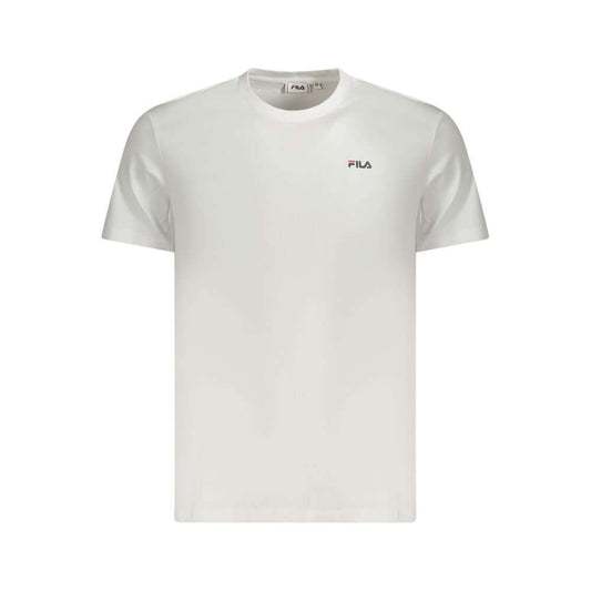 Fila White Cotton Men T-Shirt with short sleeves and crew neck, featuring FILA logo, made from 100% organic cotton.