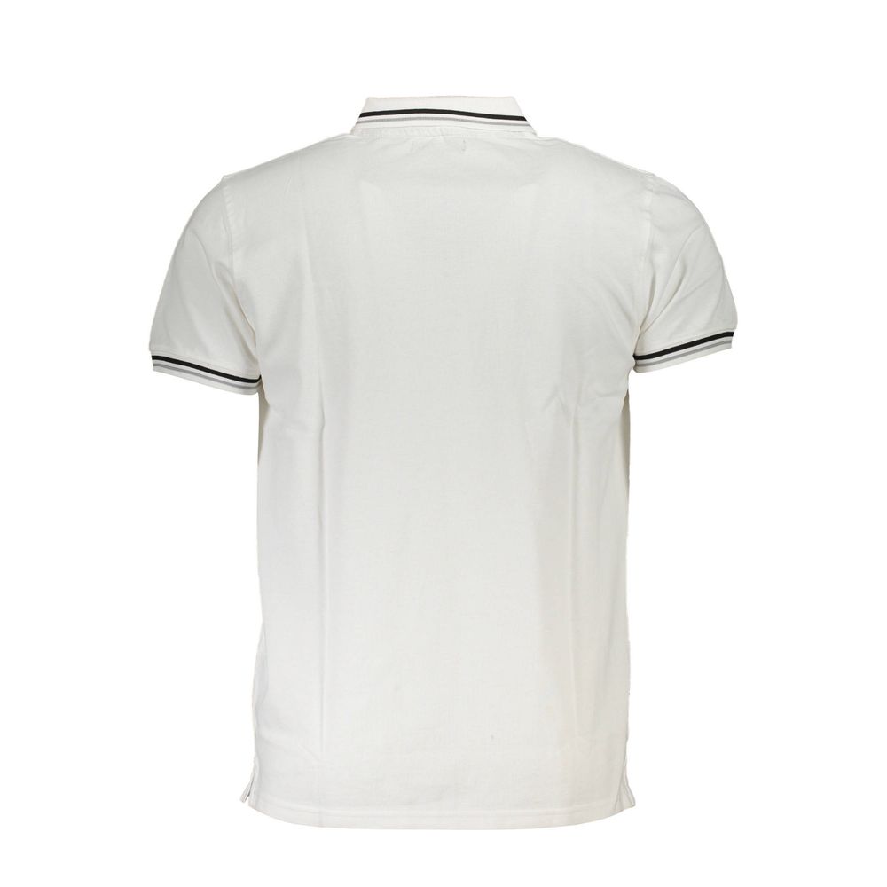 Alt Tag: Back view of Cavalli Class White Cotton Men Polo Shirt with short sleeves and contrasting details.