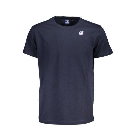 K-WAY Blue Cotton T-Shirt with short sleeves, crew neck design, and logo print on front.