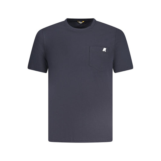 K-WAY Blue Cotton T-Shirt with short sleeves, crew neck, and one pocket. Features logo application.
