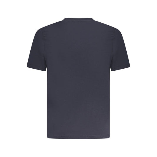 Back view of K-WAY Blue Cotton T-Shirt with short sleeves and crew neck