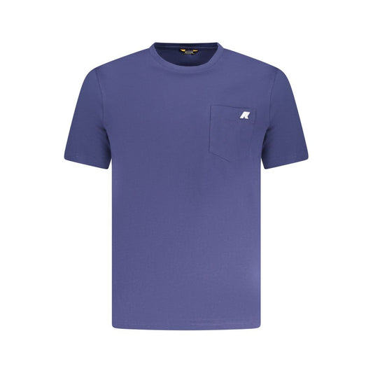 K-WAY Blue Cotton T-Shirt with short sleeves, crew neck, and a logo pocket.