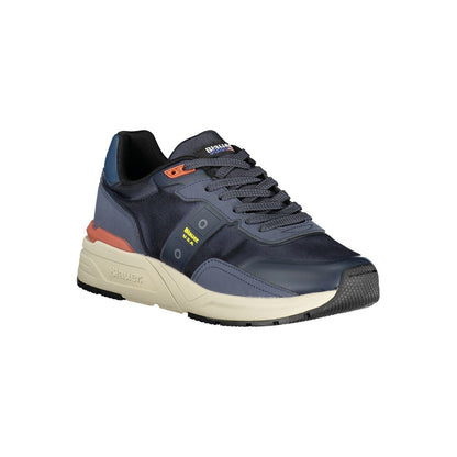 Blauer Blue Polyester Sneaker with contrasting details, laces, and logo application, perfect for sports.