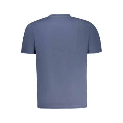 Back view of a North Sails Blue Cotton Men T-Shirt in soft cotton with a crew neck, showcasing sleek design and quality craftsmanship.