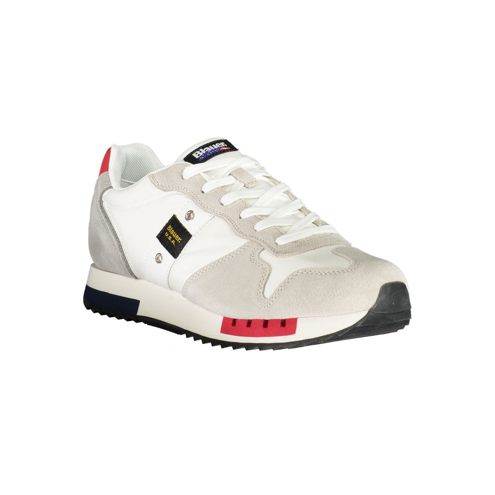 Blauer White Polyethylene Men Sneaker with removable footbed and contrasting details, featuring the iconic Blauer logo.