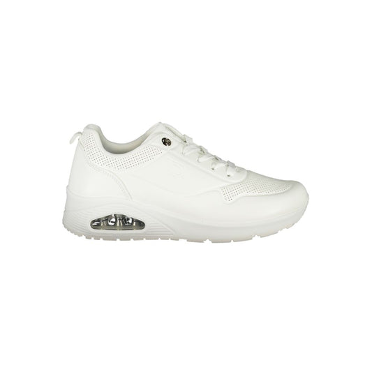 Laura Biagiotti White Polyester Women Sneaker with contrasting details and logo, featuring a sleek design and removable footbed.