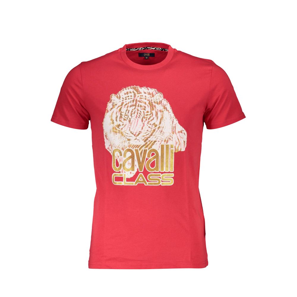 Cavalli Class Rosso Cotton Men T-Shirt