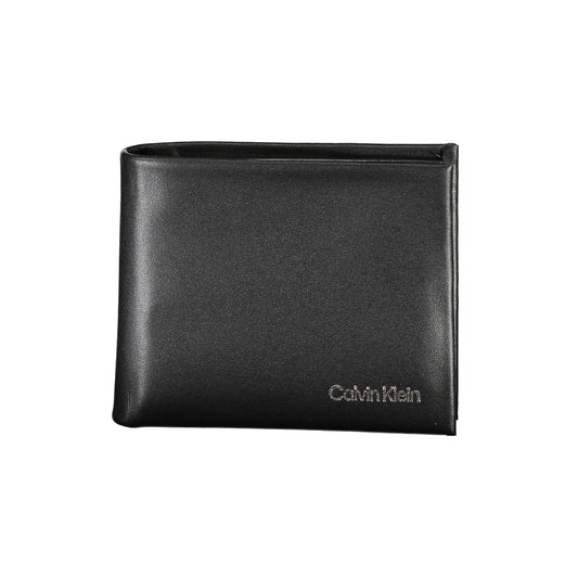 Calvin Klein Black Polyester Men Wallet with RFID-blocking feature, dual card compartments, stylish and secure for modern men.