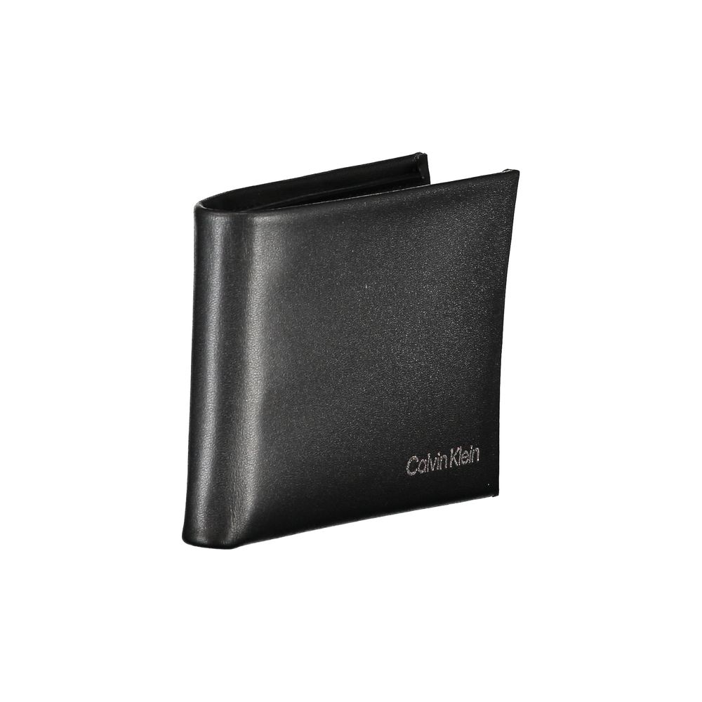 Calvin Klein Black Polyester Men Wallet featuring sleek design with RFID protection and dual card compartments for modern luxury.