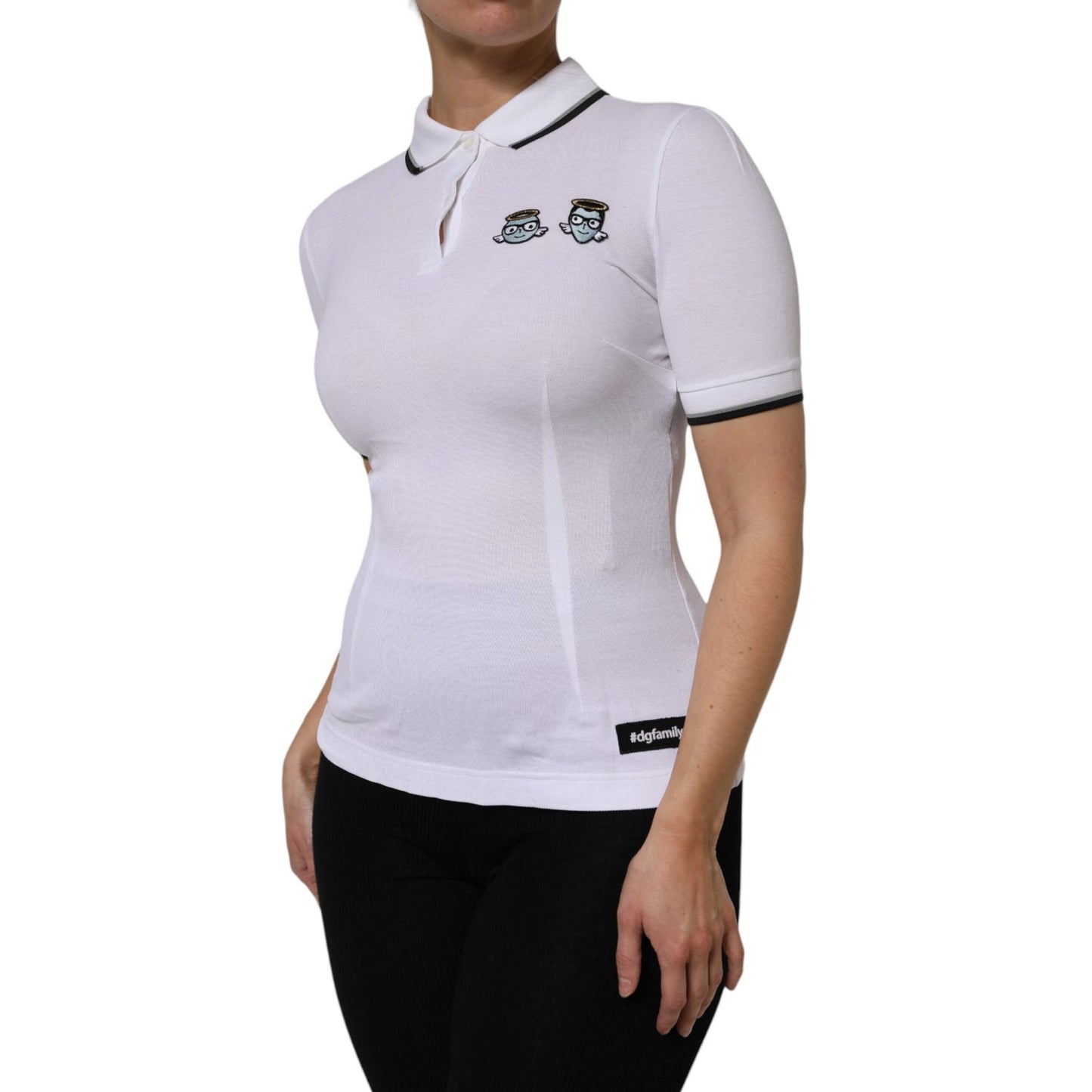 Dolce & Gabbana White Cotton Short Sleeves Collared Polo Top