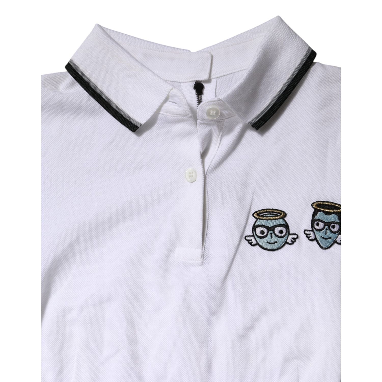 Dolce & Gabbana White Cotton Short Sleeves Collared Polo Top