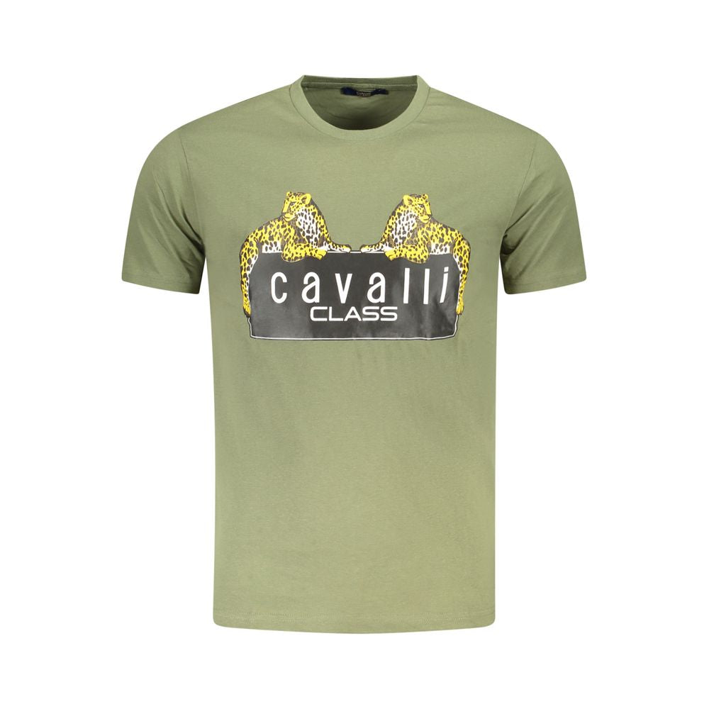 Cavalli Class Green Cotton Men T-Shirt