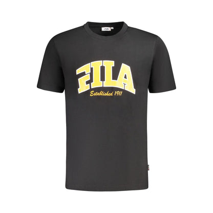 Fila Black Cotton Men T-Shirt with graphic print and logo