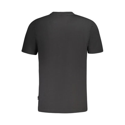 Fila Black Cotton Men T-Shirt featuring a sleek black hue, back view with bold graphic print and Fila logo.