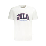 Fila White Cotton Men T-Shirt regular fit with graphic logo on front.