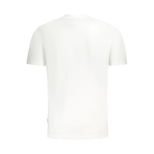 Back view of Fila White Cotton Men T-Shirt showcasing sleek design and pristine fabric.