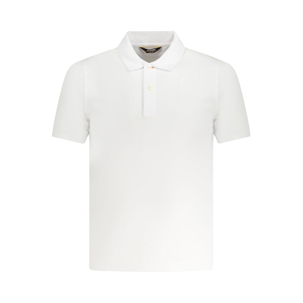 K-WAY White Cotton Polo Shirt with short sleeves, 2 buttons, and logo application, ideal for casual wear in a crisp white color.