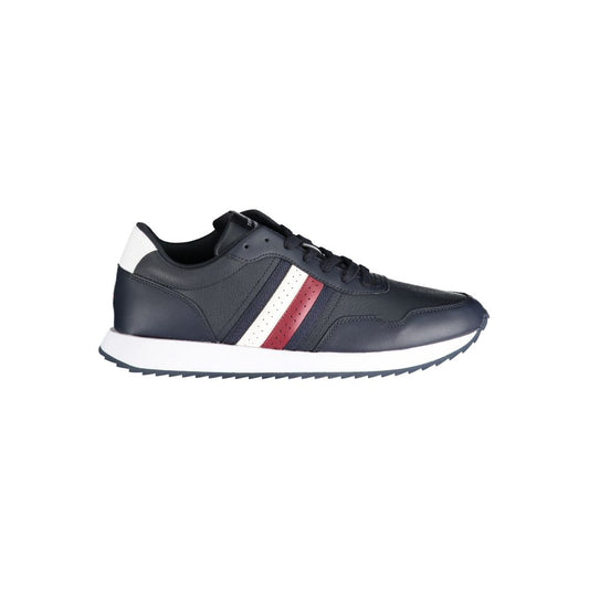 Tommy Hilfiger Blue Polyester Sneaker with contrast details and laces