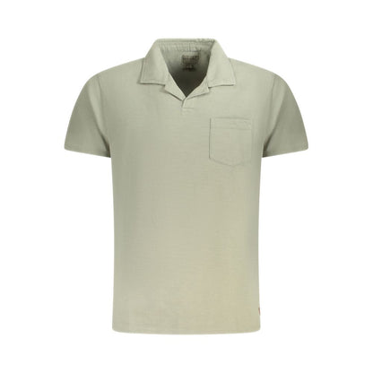 Guess Jeans Green Cotton T-Shirt with short sleeves, v-neck, and applique logo.