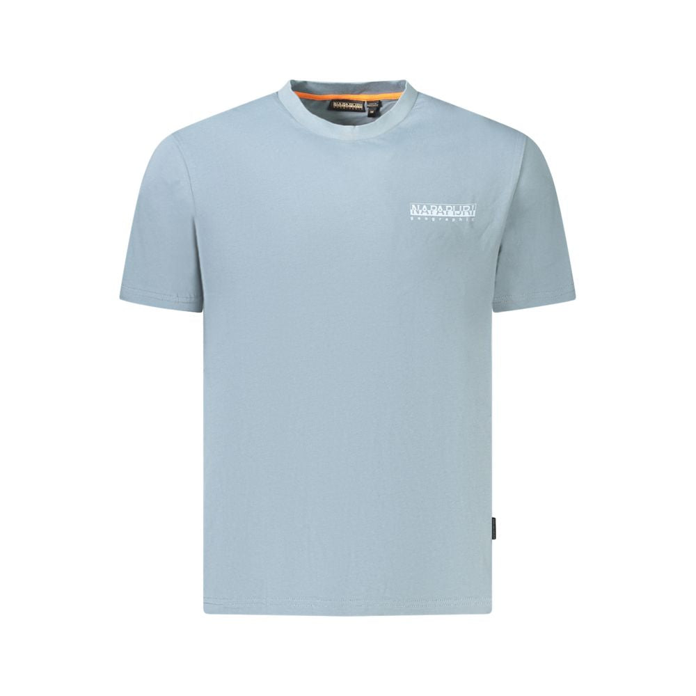 Light blue Napapijri cotton men t-shirt with logo on front