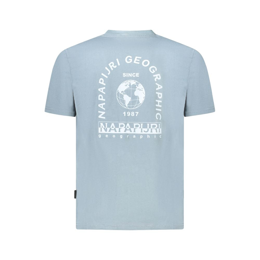 Alt Tag: Back view of Napapijri Geographic t-shirt with logo, navy blue color, showcasing iconic design.