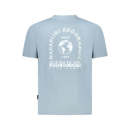 Alt Tag: Back view of Napapijri Geographic t-shirt with logo, navy blue color, showcasing iconic design.