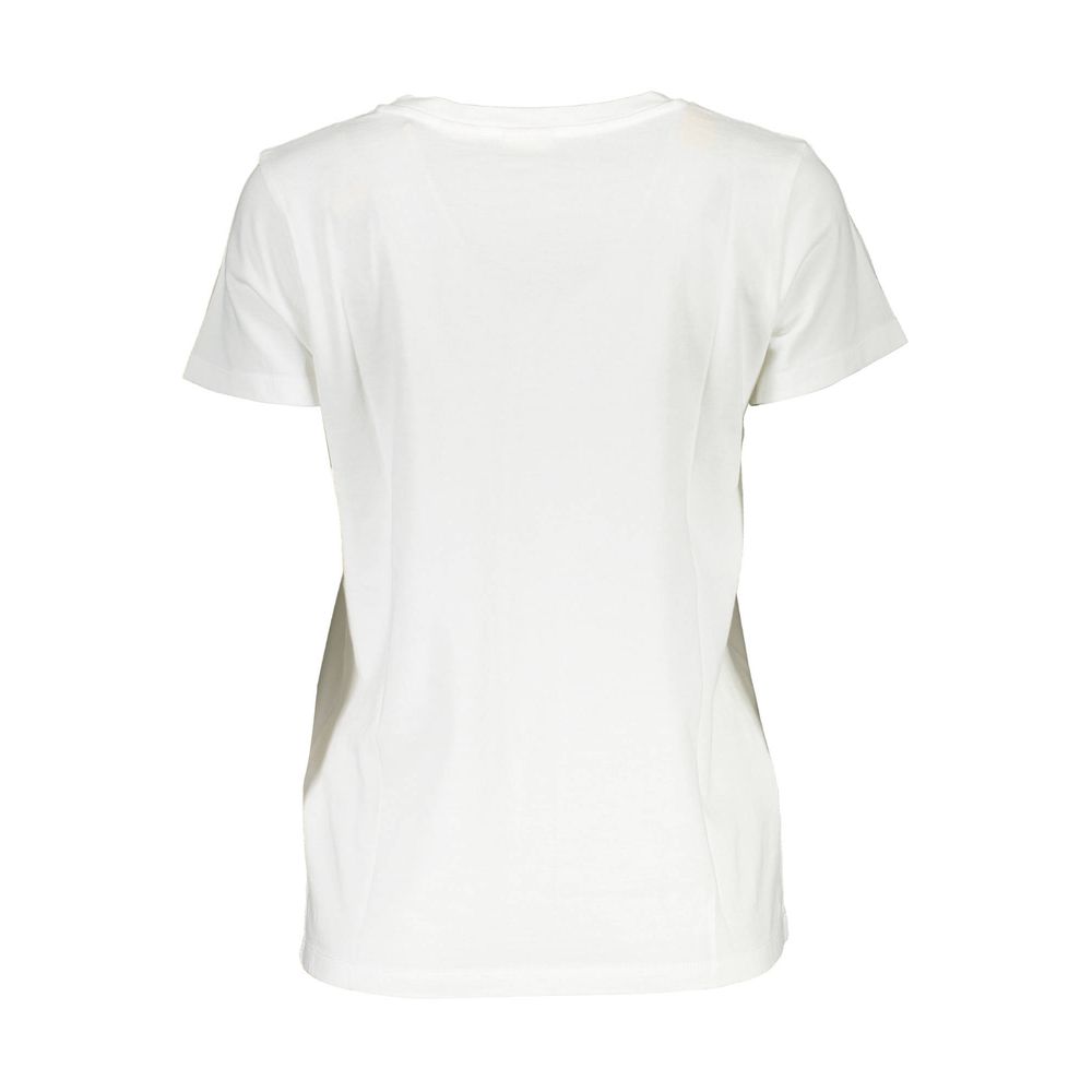 Back view of Levi's White Cotton Women T-Shirt showcasing its classic design and quality fabric.