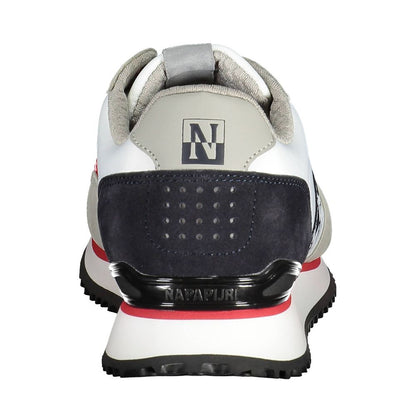 Rear view of Napapijri White Polyester Men Sneaker with logo and contrasting details.