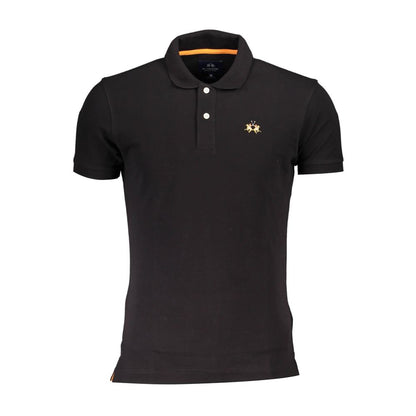 La Martina Black Cotton Polo Shirt
