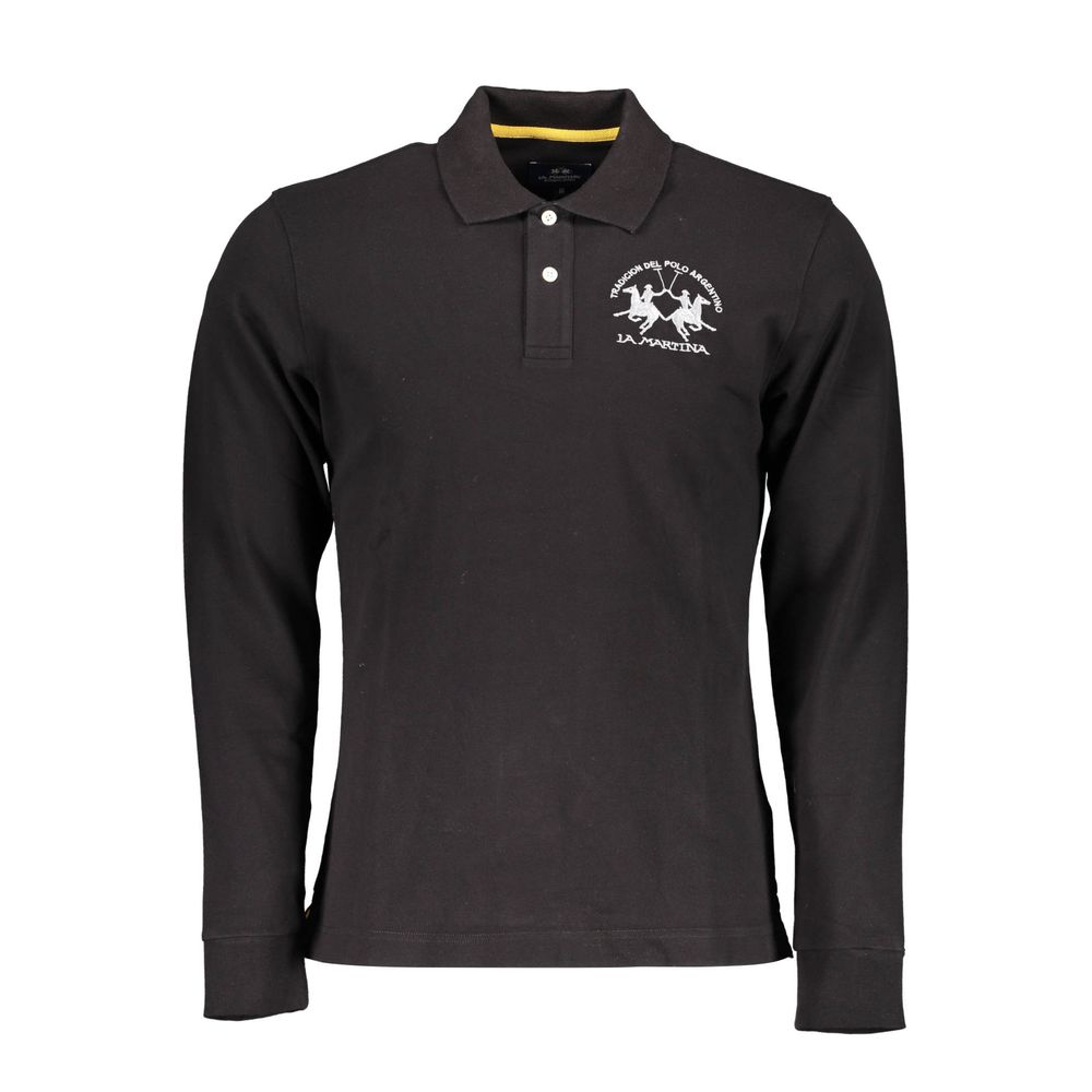 La Martina Black Cotton Polo Shirt
