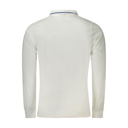 Rear view of Norway 1963 White Cotton Men Polo Shirt with long sleeves and contrasting details, showcasing sophisticated style.