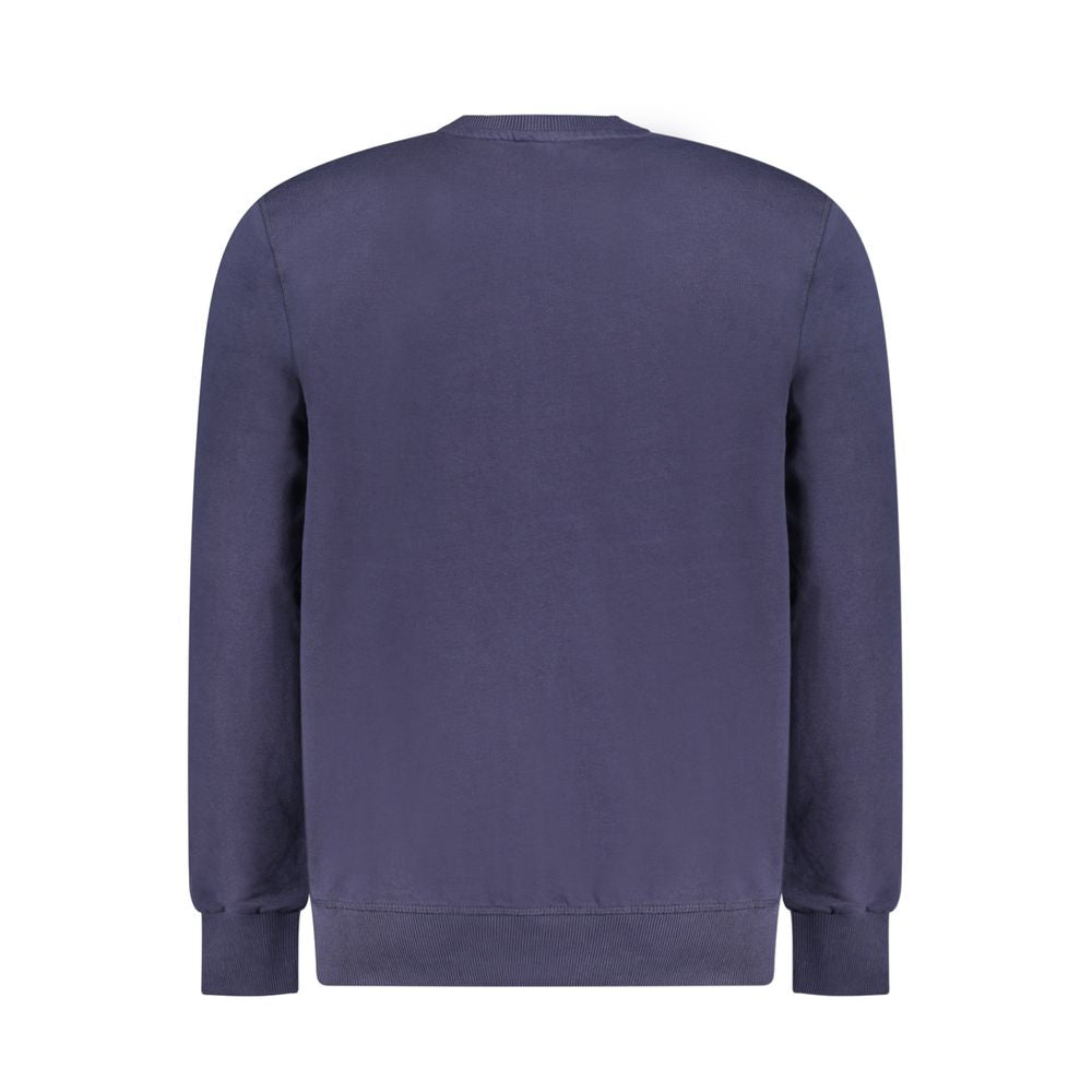 North Sails Blue Cotton Men Sweater - Back View, featuring long sleeves and brushed texture, made of premium cotton for modern fashion trendsetters.