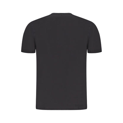 Back view of North Sails Black Cotton Men T-Shirt showcasing sleek design and breathable comfort.