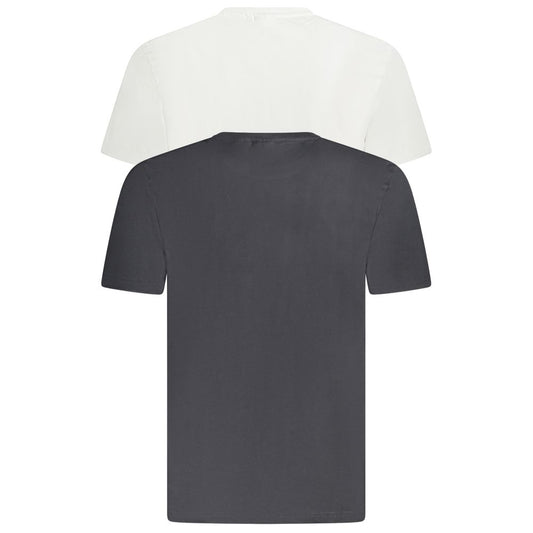 Fila White Cotton Men T-Shirt in black and white bi-pack, featuring classic Fila style and 100% organic cotton for comfort and style.