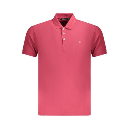 Napapijri Red Cotton Men Polo Shirt with short sleeves and three-button design, featuring Napapijri logo and regular fit style.