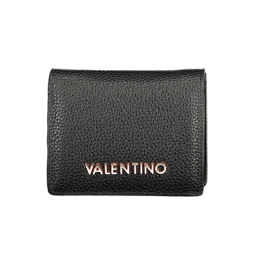 Mario Valentino Black Polyethylene Wallet with logo, card spaces, coin purse, and automatic closure made from recycled materials